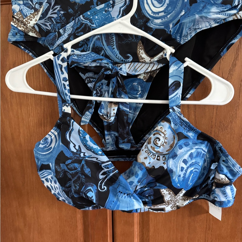 White House Black Market Blue and Black Bikini